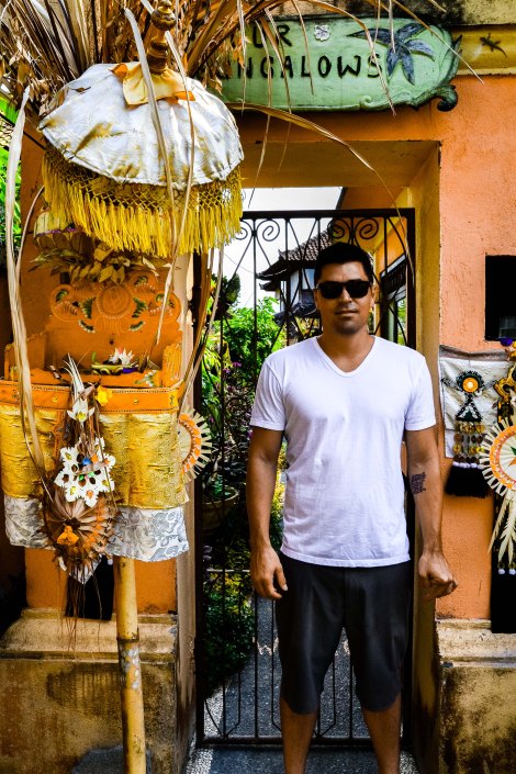 Dakotah outside the gate to our house