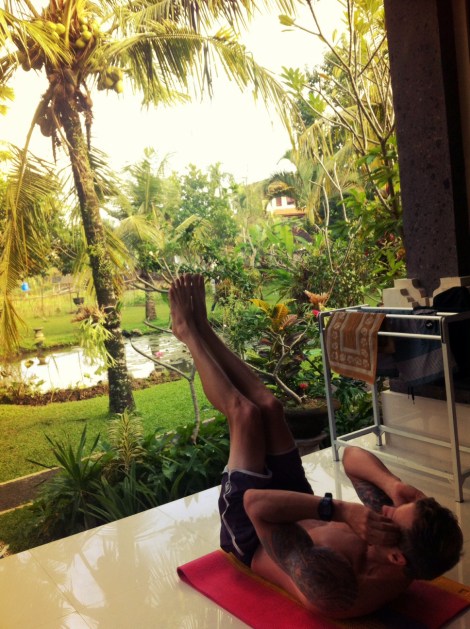 Eric getting his workout on in front of our bungalow